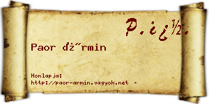 Paor Ármin névjegykártya